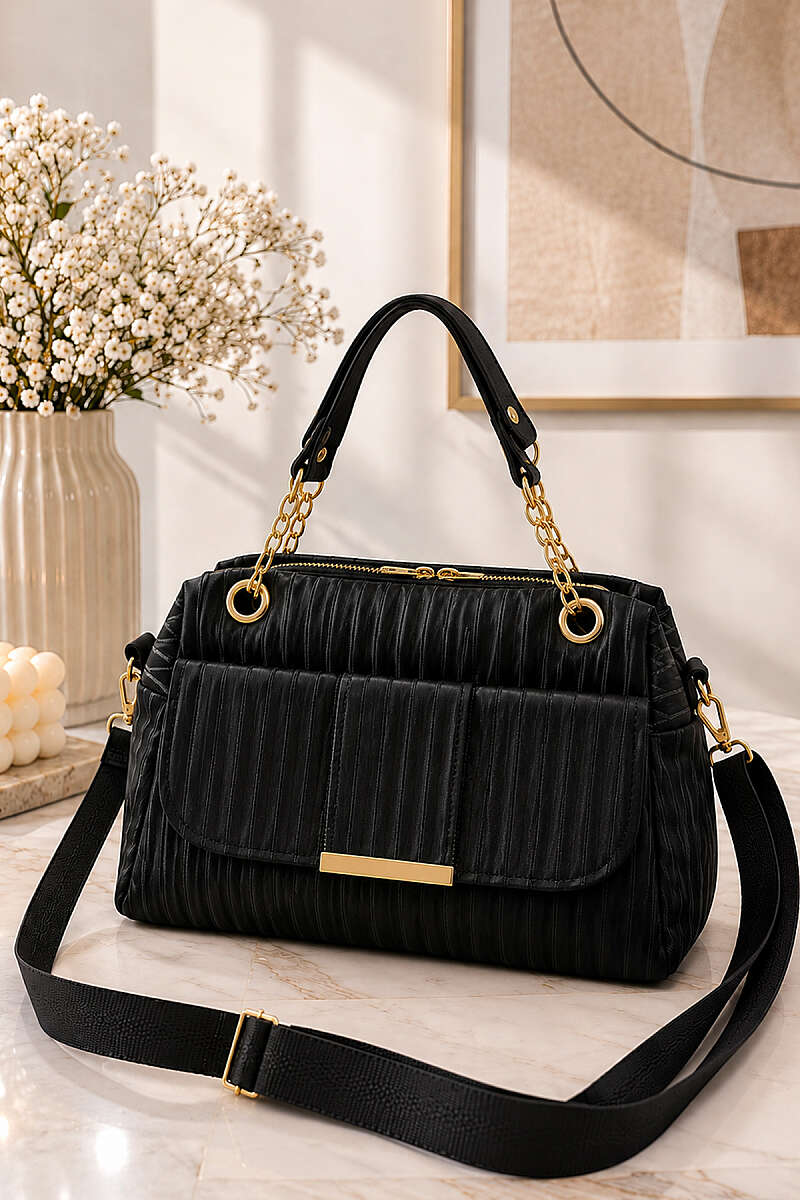 Women's Handbag with Chain Detail Black