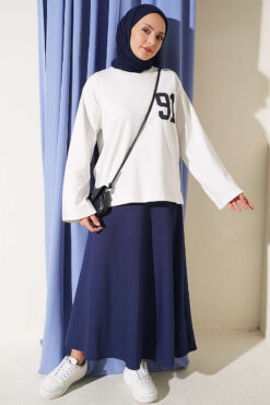 Alternative view of Printed French terry long tunic White