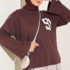 Printed French terry long tunic Brown