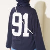 Printed French terry long tunic Navy Blue – Image 3