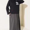 Printed French terry long tunic Black – Image 2