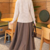 Lace-Pattern V-Neck Knit Cardigan Beige - Image 4