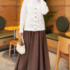 Lace-Pattern V-Neck Knit Cardigan White - Image 2