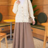 Lace-Pattern V-Neck Knit Cardigan Ecru - Afbeelding 2