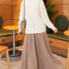 Lace-Pattern V-Neck Knit Cardigan Ecru - Afbeelding 3