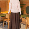 Lace-Pattern V-Neck Knit Cardigan Pink - Image 4