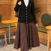 Lace-Pattern V-Neck Knit Cardigan Black - Image 2