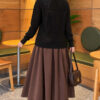 Lace-Pattern V-Neck Knit Cardigan Black - Image 4
