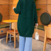 Lace-Patterned V-Neck Long Knit Cardigan Nefti - immagine 4