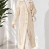 Textured Button-Detail Knit Cardigan Beige