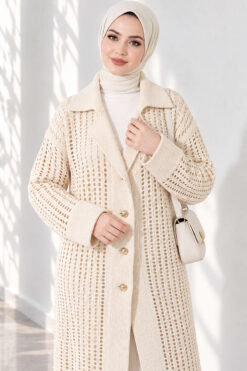 Alternative view of Textured Button-Detail Knit Cardigan Beige
