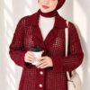 Textured Button-Detail Knit Cardigan Burgundy – Image 3
