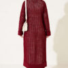 Textured Button-Detail Knit Cardigan Burgundy – Image 4