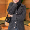 Textured Button-Detail Knit Cardigan Smoke - Imagen 2