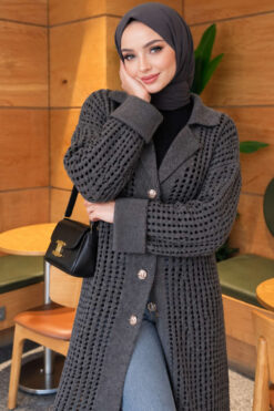 Alternative view of Textured Button-Detail Knit Cardigan Smoke