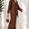 Textured Button-Detail Knit Cardigan Brown – Image 2