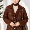 Textured Button-Detail Knit Cardigan Brown – Image 3