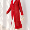 Textured Button-Detail Knit Cardigan Red – Image 2