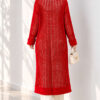 Textured Button-Detail Knit Cardigan Red – Image 4