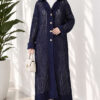 Textured Button-Detail Knit Cardigan Navy Blue