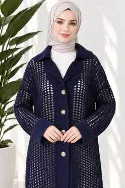 Alternative view of Textured Button-Detail Knit Cardigan Navy Blue