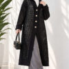 Textured Button-Detail Knit Cardigan Black