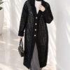 Textured Button-Detail Knit Cardigan Black – Image 2