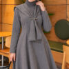 Embellished Cape Collar Flared Dress Smoke - Afbeelding 2