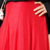 ⁦Back Waistband Elastic Flared Skirt Red⁩ - الصورة ⁦4⁩