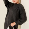 Asymmetrical Embossed Striped Knit Tunic Smoke