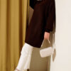 Asymmetrical Embossed Striped Knit Tunic Brown – Image 2