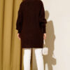 Asymmetrical Embossed Striped Knit Tunic Brown – Image 3