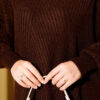Asymmetrical Embossed Striped Knit Tunic Brown – Image 4
