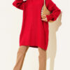 Asymmetrical Embossed Striped Knit Tunic Red - الصورة 2