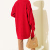 Asymmetrical Embossed Striped Knit Tunic Red - الصورة 3