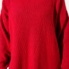 Asymmetrical Embossed Striped Knit Tunic Red - الصورة 4