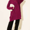 Asymmetrical Embossed Striped Knit Tunic Violet - الصورة 2