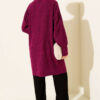Asymmetrical Embossed Striped Knit Tunic Violet - الصورة 3