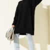 Asymmetrical Embossed Striped Knit Tunic Black