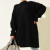 Asymmetrical Embossed Striped Knit Tunic Black - الصورة 2