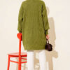 ⁦Asymmetrical Embossed Striped Knit Tunic Oil Green⁩ - الصورة ⁦3⁩