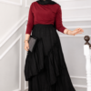 Asymmetrical Tiered Ruffled Hem Edge Skirt Black