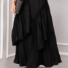 ⁦Asymmetrical Tiered Ruffled Hem Edge Skirt Black⁩ - الصورة ⁦2⁩