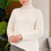 Asymmetrical Hem French Terry Knit Sweater Beige