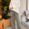 Asymmetrical Hem French Terry Knit Sweater Beige - immagine 3