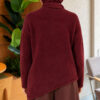 Asymmetrical Hem French Terry Knit Sweater Burgundy - الصورة 4