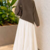 Asymmetrical Hem French Terry Knit Sweater Khaki - الصورة 3