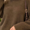 Asymmetrical Hem French Terry Knit Sweater Khaki - الصورة 4