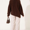 Asymmetrical Hem French Terry Knit Sweater Brown - Afbeelding 3