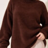 Asymmetrical Hem French Terry Knit Sweater Brown - Afbeelding 4